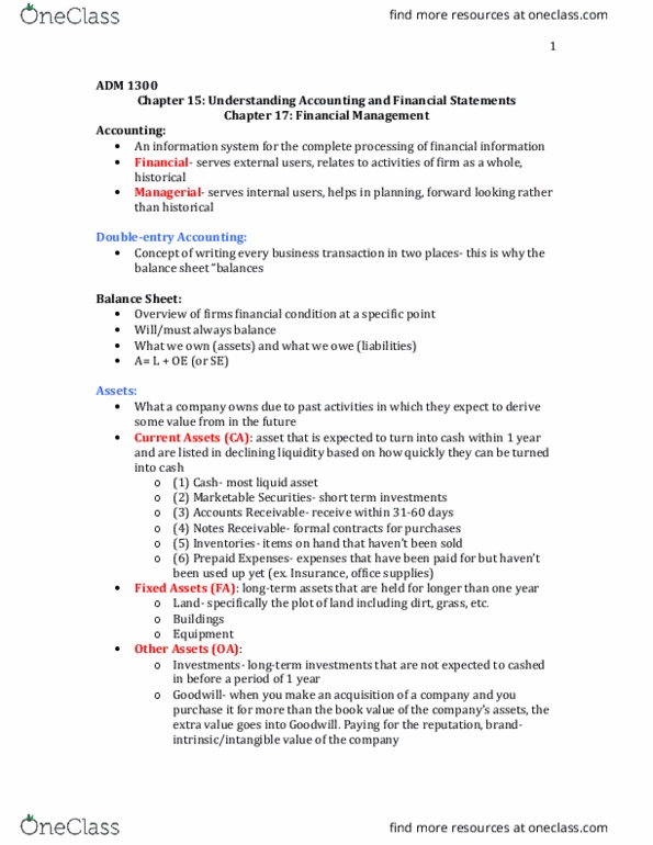 ADM 1300 Chapter Notes - Chapter 15, 17: Accounts Payable, Retained Earnings, Profit Margin thumbnail